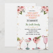 Pink Christmas Girls Night cocktails invitation Kaart (Voorkant / Achterkant)