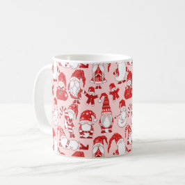 Pink Christmas Gnome & Gingerbread Pattern Koffiemok