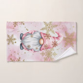 Pink Christmas Gnome Gold Snowflakes Bad Handdoek (Handdoek)