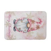 Pink Christmas Gnome Gold Snowflakes Badmat (Voorkant)
