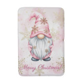 Pink Christmas Gnome Gold Snowflakes Badmat (Voorkant Verticaal)