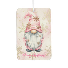 Pink Christmas Gnome Gold Snowflakes Luchtverfrisser