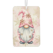 Pink Christmas Gnome Gold Snowflakes Luchtverfrisser (Achterkant)