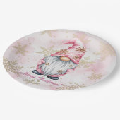 Pink Christmas Gnome Gold Snowflakes Papieren Bordje (Gekanteld)