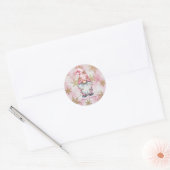 Pink Christmas Gnome Gold Snowflakes Ronde Sticker (Envelop)