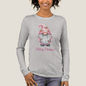 Pink Christmas Gnome Merry Christmas  Tri-Blend Shirt (Voorkant)