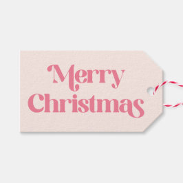 Pink Christmas Groovy Modern Retro Cadeaulabel
