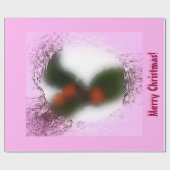 Pink Christmas Holly Cadeaupapier (Vlak)