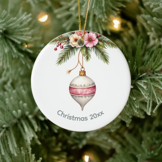 Pink  Christmas Keramisch Ornament (Boom)
