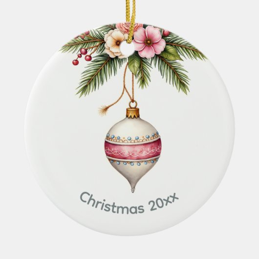 Pink  Christmas Keramisch Ornament (Voorkant)