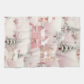 Pink Christmas kitchen towel. Theedoek (Horizontaal)