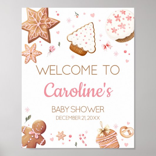 Pink Christmas Little Cookie Welkom Poster (Voorkant)