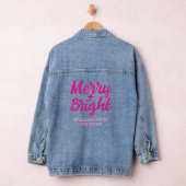 Pink Christmas Merry Bright Familienaam Denim Jacket (Hangar)