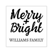 Pink Christmas Merry Bright Familienaam Rubberstempel (Afrduk)