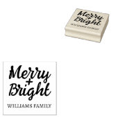 Pink Christmas Merry Bright Familienaam Rubberstempel (Gestempeld)