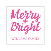 Pink Christmas Merry Bright Familienaam Zelfinktende Stempel (Design)