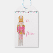 Pink Christmas Nutcracker Holiday Lights Cadeaulabel (Achterkant)