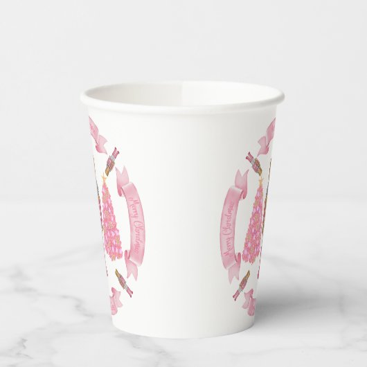 Pink Christmas Nutcracker Paper Cup Papieren Bekers (Links)