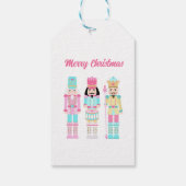 Pink Christmas Nutcracker Pastel Personalized Name Cadeaulabel (Achterkant)