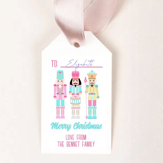 Pink Christmas Nutcracker Pastel Personalized Name Cadeaulabel