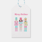 Pink Christmas Nutcracker Pastel Personalized Name Cadeaulabel (Achterkant)