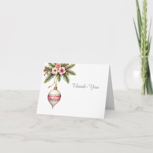 Pink Christmas Ornament  Bedankkaart (Voorkant)