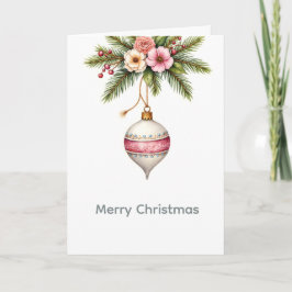 Pink Christmas Ornament Holiday Card Feestdagen Kaart