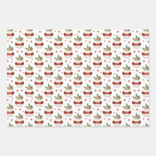 Pink Christmas Ornament Inpakpapier Vel (Voorkant 3)