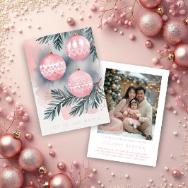 Pink Christmas Ornament Nordic Scandinavian Style  Feestdagenkaart