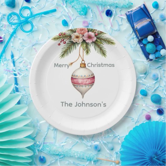 Pink Christmas Ornament Papieren Bordje (Feest)