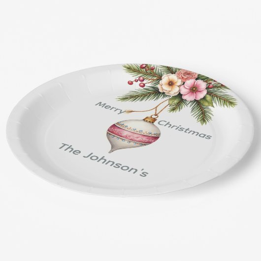 Pink Christmas Ornament Papieren Bordje (Gekanteld)