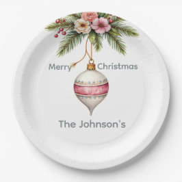 Pink Christmas Ornament Papieren Bordje