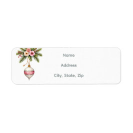 Pink Christmas Ornament Return Address Etiket