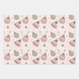 Pink Christmas Ornament Wrapping Paper