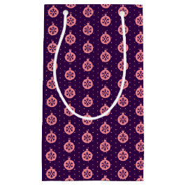 Pink Christmas Ornaments on Purple Modern Holiday Klein Cadeauzakje