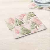 Pink Christmas Paper Coaster Kartonnen Onderzetters (Schuin)