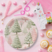 Pink Christmas Paper Plates Papieren Bordje (Feest)