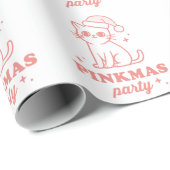 Pink Christmas party pinkmas aesthetic girly cat Cadeaupapier (Rol Hoek)