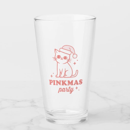 Pink Christmas party pinkmas aesthetic girly cat Glas (Voorkant)