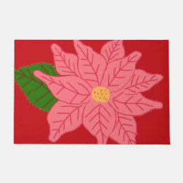 Pink Christmas Poinsettia  Deurmat