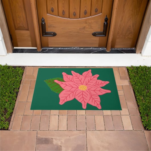 Pink Christmas Poinsettia  Deurmat (Buiten)