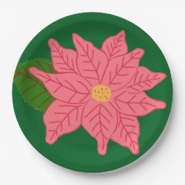 Pink Christmas Poinsettia  Papieren Bordje