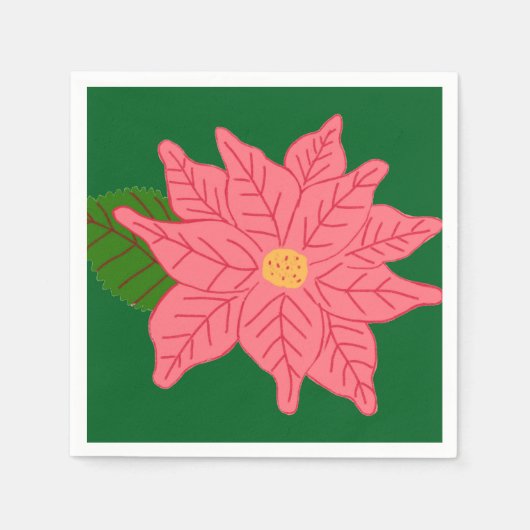 Pink Christmas Poinsettia  Servet (Voorkant)