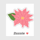 Pink Christmas Poinsettia  Sticker (Vel)