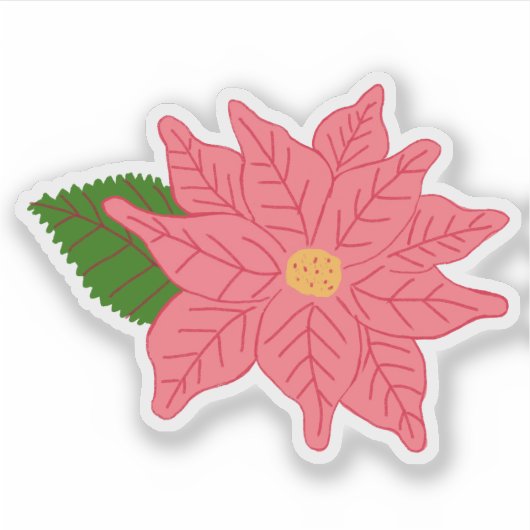Pink Christmas Poinsettia  Sticker (Voorkant)