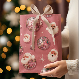 Pink Christmas Retro Santa Gift Bag Medium Cadeauzakje