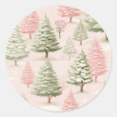Pink Christmas Ronde Sticker (Voorkant)