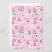 Pink Christmas Santa Clau & Tree Seamless Pattern Kaart (Voorkant / Achterkant)