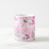 Pink Christmas Santa Clau & Tree Seamless Pattern Koffiemok (Center)
