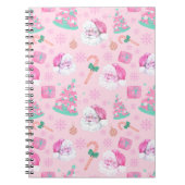 Pink Christmas Santa Clau & Tree Seamless Pattern Notitieboek (Voorkant)